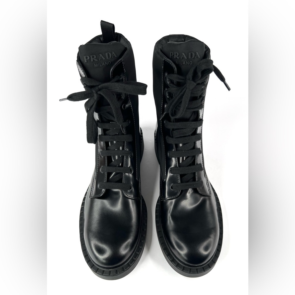 Prada Men's Eco Nylon & Leather Triangle Logo Combat Boots UK 10 - US 11 - EU 44 - Picture 13 of 14